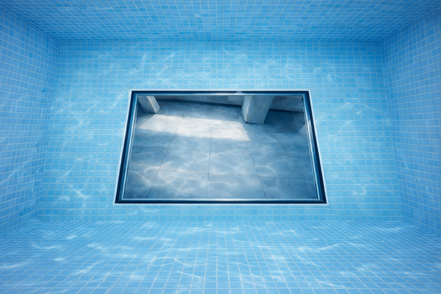 Floor View horizontal acrylic panel integrated into concrete floor